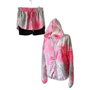 GREEN COAST Women’s 2 PC Jogging Windbreaker Jacket & Shorts Set Size L Spain